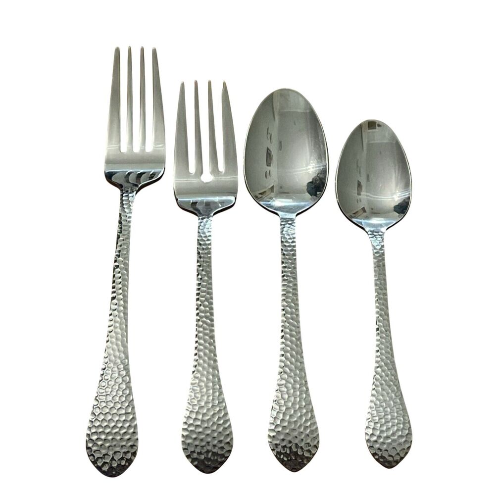 Towle America Hammered Stainless Flatware 4 PC Lot Forks and Spoons